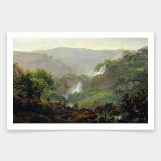 Johann Martin von Rohden,Waterfall near Tivoli,art prints,Vintage art,canvas wall art,famous art prints,V1695