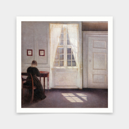 Vilhelm Hammershoi,A Room in the Artists Home in Strandgade, Copenhagen, with the Artist's Wife,art prints,Vintage art,canvas wall art,q2793