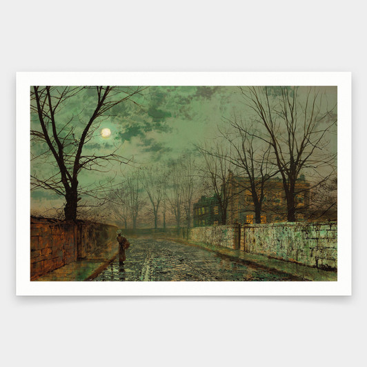 John Atkinson Grimshaw,Under the Silvery Moonbeams,art prints,Vintage art,canvas wall art,famous art prints,V1730