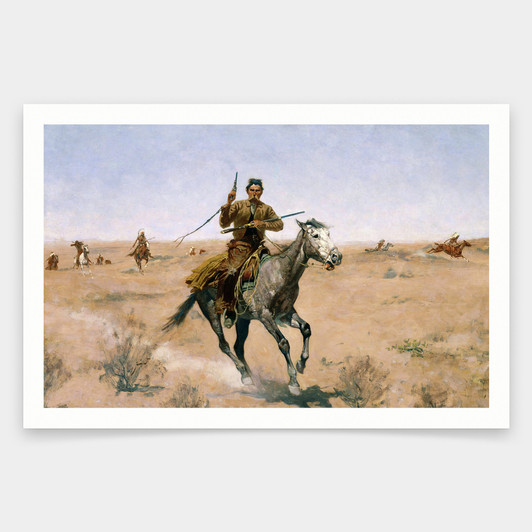 Frederic Remington,The Flight, 1895,art prints,Vintage art,canvas wall art,famous art prints,V1379