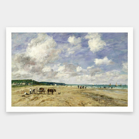 Eugene Louis Boudin,The Beach at Tourgeville,art prints,Vintage art,canvas wall art,famous art prints,V1313