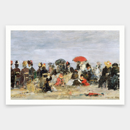 Eugene Louis Boudin,Figures on a Beach,art prints,Vintage art,canvas wall art,famous art prints,V1308