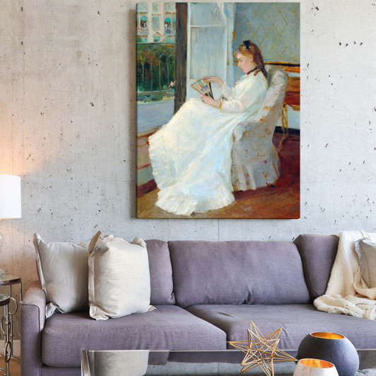 Berthe Morisot,The Artist's Sister at a Window,Portrait of woman in white dress,canvas print,canvas art,canvas wall art,large wall art,p392