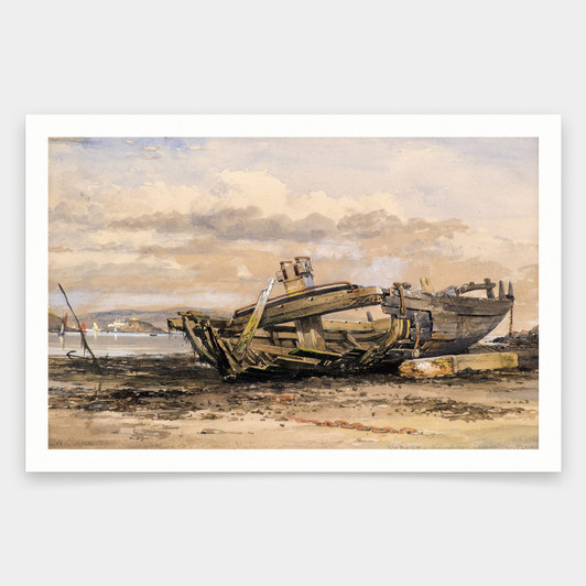 Edward William Cooke,Wreck In Plymouth Sound,art prints,Vintage art,canvas wall art,famous art prints,V1254