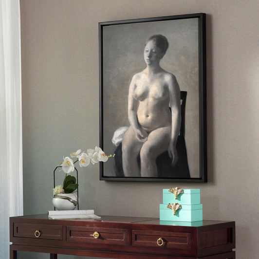 Vilhelm Hammershoi,Seated Female Nude, c. 1889,large wall art,framed wall art,canvas wall art,large canvas,M2902