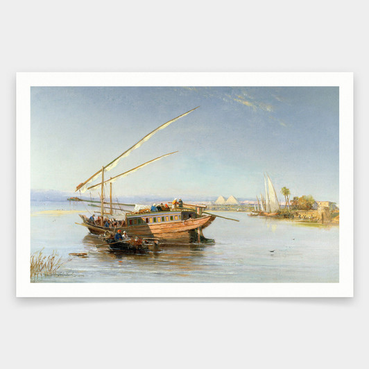John Jnr Varley,Feluccas on the Nile,art prints,Vintage art,canvas wall art,famous art prints,V1754