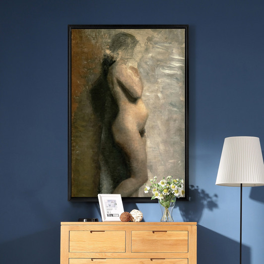 Vilhelm Hammershoi,Naked Female Model, Profile, 1886,large wall art,framed wall art,canvas wall art,large canvas,M2901