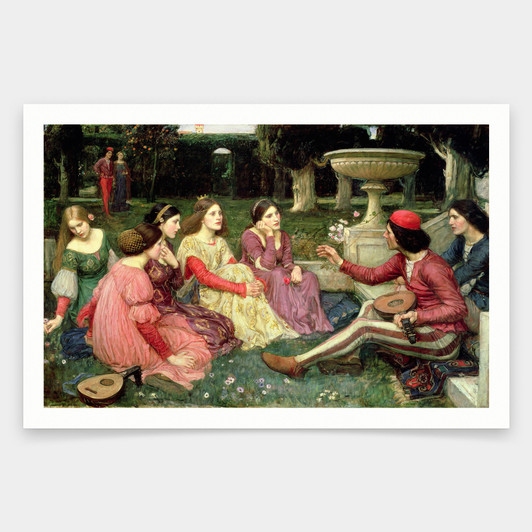 John William Waterhouse,The Decameron,art prints,Vintage art,canvas wall art,famous art prints,V1775