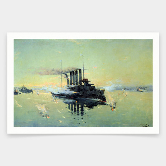 Konstantin Veshchilov,Fighting on July in the Yellow Sea,art prints,Vintage art,canvas wall art,famous art prints,V1821