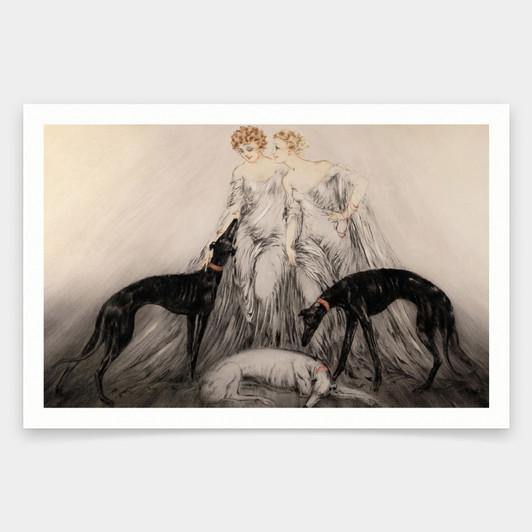 Louis Icart,Coursing III,art prints,Vintage art,canvas wall art,famous art prints,V1835