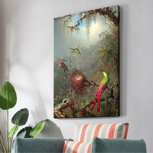 Martin Johnson Heade,Three Hummingbirds, 1871,large wall art,framed wall art,canvas wall art,large canvas,M2774