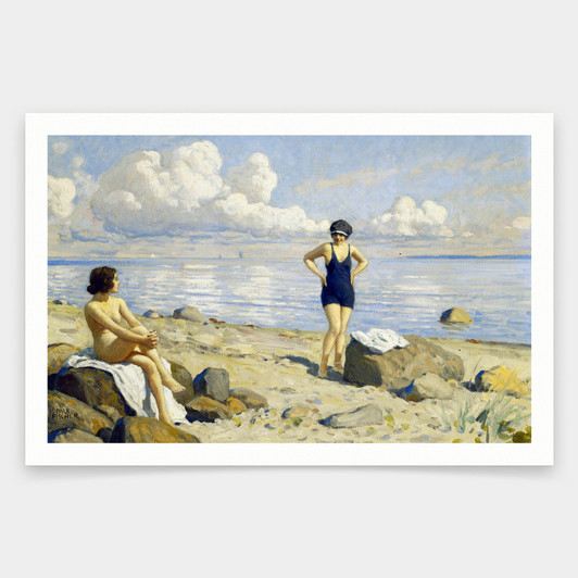 Paul Fischer,On The Beach,art prints,Vintage art,canvas wall art,famous art prints,V1926