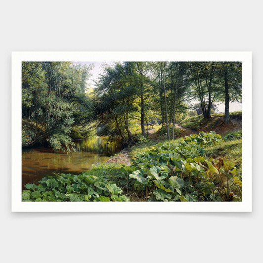 Peder Monsted,A Wooded River Landscape With Deer Beyond, 1904,art prints,Vintage art,canvas wall art,famous art prints,V1946