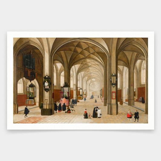 Pieter Neefs the Elder,Interior of a Gothic Church,art prints,Vintage art,canvas wall art,famous art prints,V1974