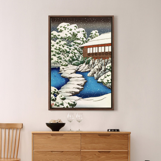 Kawase Hasui,Snow at a guest House on Pond's Edge, from the series The Mitsubishi villa at Fukagawa,large wall art,art,large canvas,M2709,