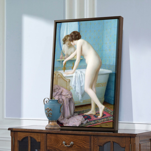 Jules Scalbert,Young Woman Preparing her Bath,large wall art,framed wall art,canvas wall art,large canvas, M2695