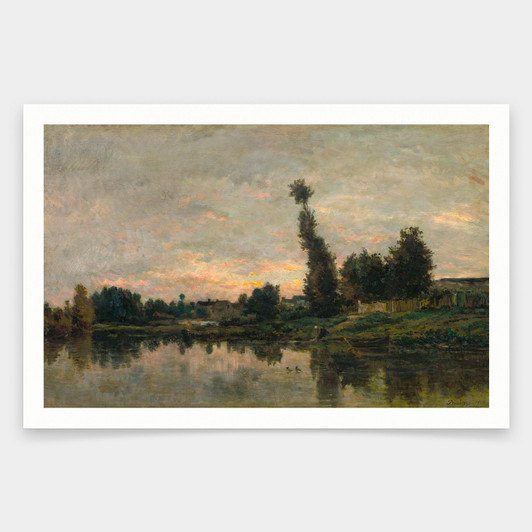 Charles François Daubigny,sunset On The River Oise,art prints,Vintage art,canvas wall art,famous art prints,V1109