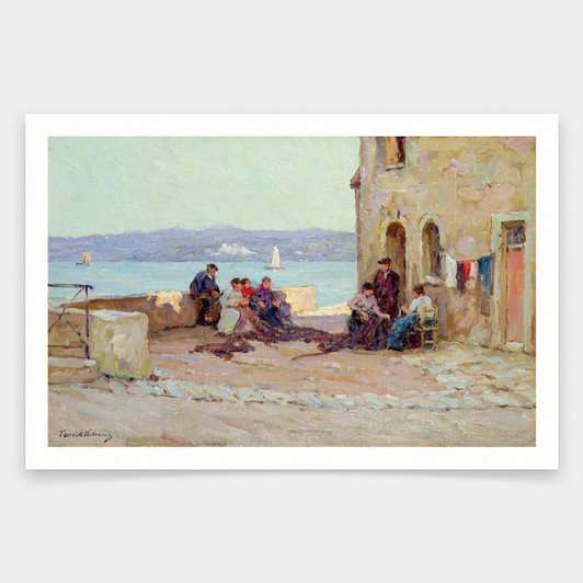 Terrick Williams,Mending Nets, Martigues, Provence,art prints,Vintage art,canvas wall art,famous art prints,V2025
