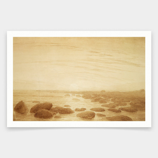 Caspar David Friedrich,Moonrise on the Sea,art prints,Vintage art,canvas wall art,famous art prints,V1099