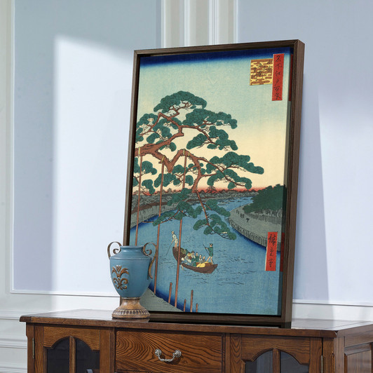 Hiroshige,Onagigawa gohonmatsu,boating on the canal,japanese painting,large wall art,framed wall art,canvas wall art,large canvas,M2562