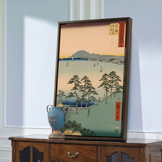 Hiroshige,Ohiso,pine trees by the coastline,japanese painting,large wall art,framed wall art,canvas wall art,large canvas,M2557