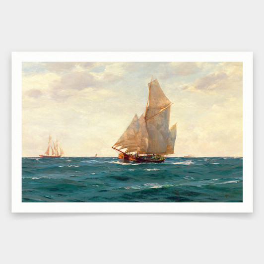 Thomas J Somerscales,A Ketch and a Brigantine off the Coast,art prints,Vintage art,canvas wall art,famous art prints,V2048