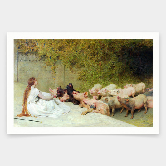 Briton Riviere,Circe and the Companions of Ulysses,art prints,Vintage art,canvas wall art,famous art prints,V1064