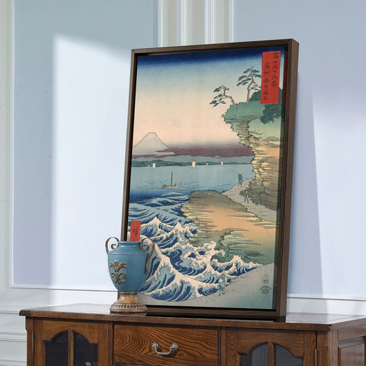 Hiroshige,Boushu hota no kaigan,coastline waves,japanese painting,large wall art,framed wall art,canvas wall art,large canvas,M2512