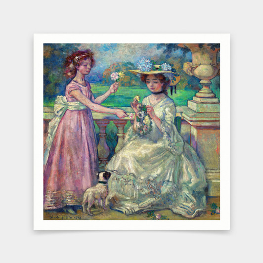 Charles-Franois-Prosper Guerin,Two Girls on a Terrace 1903,art prints,Vintage art,canvas wall art,famous art prints,q2620
