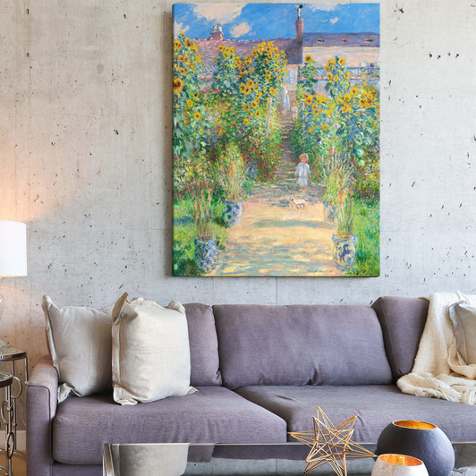 Claude Monet,The Artist'S Garden At Vétheuil,Garden Scenery,Canvas Print,Canvas Art,Canvas Wall Art,Large Wall Art,Framed Wall Art,P416