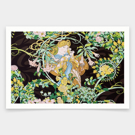 Alphonse Mucha,Woman with Flowers,art prints,Vintage art,canvas wall art,famous art prints, V974