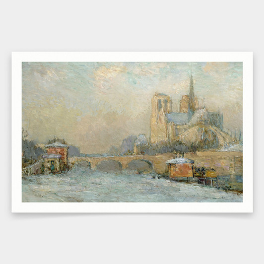 Albert-Charles Lebourg,Quai de la Tournelle and Notre-Dame de Paris,art prints,Vintage art,canvas wall art,famous art prints,V949