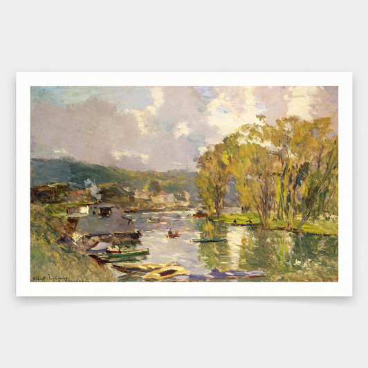 Albert Charles Lebourg,Along the Seine at Meudon,art prints,Vintage art,canvas wall art,famous art prints,V938
