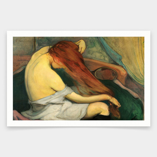 Władysław Ślewiński,Woman Combing her Hair,art prints,Vintage art,canvas wall art,famous art prints,q2156