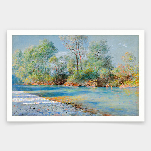 William Stanley Haseltine,Traunstein River on the Road to Empfig,Bavaria,art prints,Vintage art,canvas wall art,famous art prints,q2149
