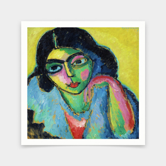 Alexej von Jawlensky,Black Hair in Yellow Background,art prints,Vintage art,canvas wall art,famous art prints,V6947