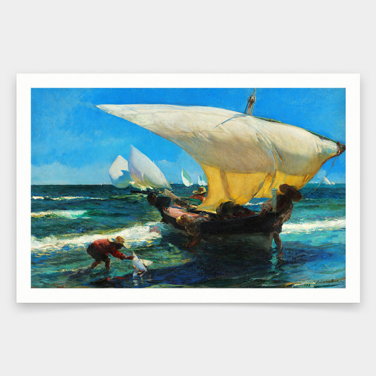 Sorolla y Bastida Joaquin,On the Coast of Valencia,art prints,Vintage art,canvas wall art,famous art prints,q2087
