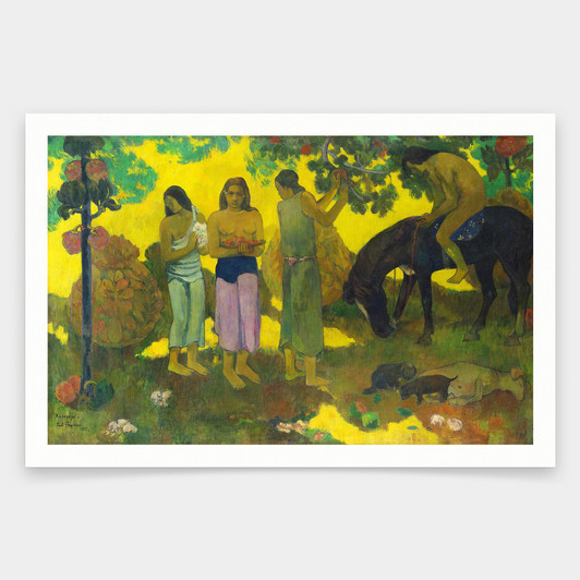 Paul Gauguin,Ruperupe (Tahiti Is a Wonderful Land. Gathering Fruit)1899,art prints,Vintage art,canvas wall art,famous art prints,q2041