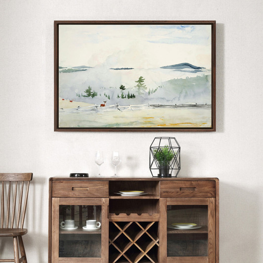 Winslow Homer,Landscape with Deer in Morning Haze,large wall art,framed wall art,canvas wall art,large canvas,M2144