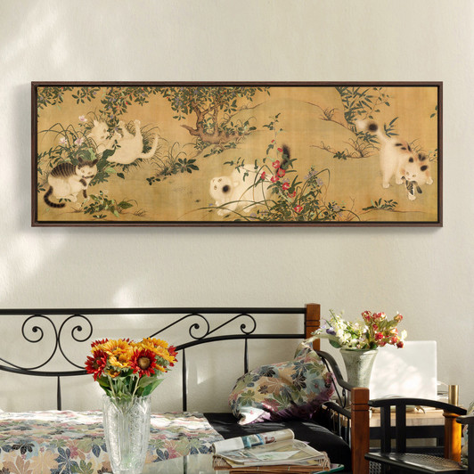 Xuan zong,Cat Wall Art,Chinese Art Prints,Above Bed Decor,Narrow Horizontal Wall Art,large wall art,framed wall art,canvas wall art,M293