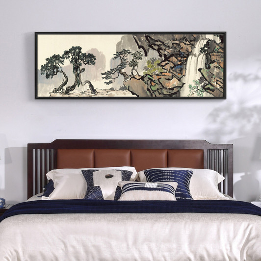 Xu Beihong,Shishan waterfall scenery,Chinese Landscape,Narrow Horizontal Wall Art,large wall art,framed wall art,canvas wall art,M287