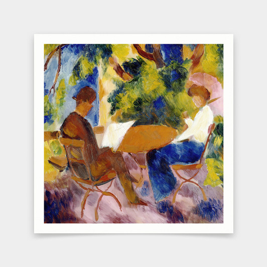 August Macke,At The Garden Table,art prints,Vintage art,canvas wall art,famous art prints,V6965