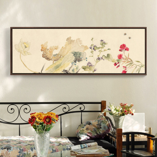 Weng Luo,All kinds of flowers iii,Chinese Flower Painting,Narrow Horizontal Wall Art,large wall art,framed wall art,canvas wall art,M278