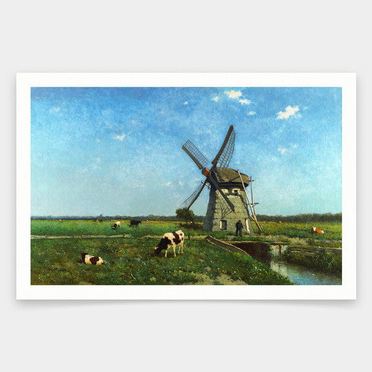 Johannes Hendrik Weissenbruch,Landscape with Windmill near Schiedam,art prints,Vintage art,canvas wall art,famous art prints,q1789