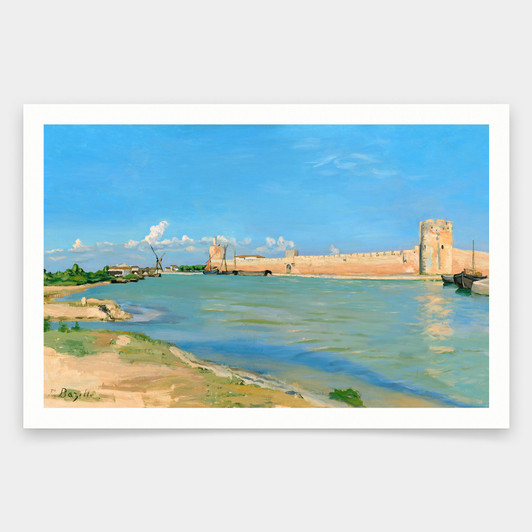 Frédéric Bazille,The Western Ramparts at Aigues-Mortes,art prints,Vintage art,canvas wall art,famous art prints,q1706