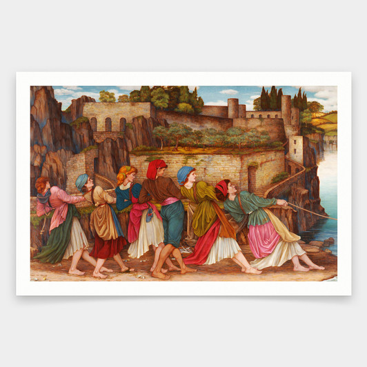 Evelyn De Morgan,The Women of Sorrento Drawing in the Boats,art prints,Vintage art,canvas wall art,famous art prints,q1682