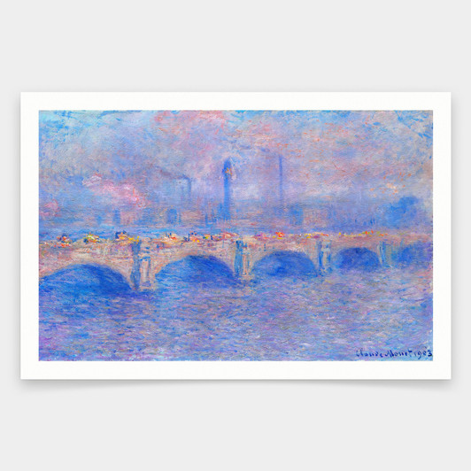 Claude Monet,Waterloo Bridge, Sunlight Effect, 1903,art prints,Vintage art,canvas wall art,famous art prints,q1645