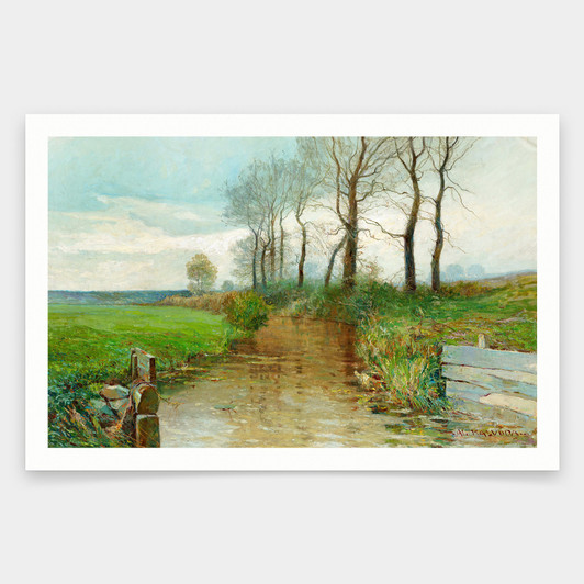 Alois Kalvoda,Alder Trees and Stream,art prints,Vintage art,canvas wall art,famous art prints,q1543