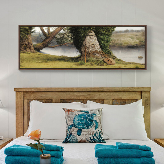 Big tree by the river,river scenery,grassland,canvas print,canvas art,canvas wall art,large wall art,framed wall art,panoramic wall art p299