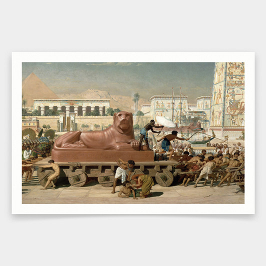 Sir Edward John Poynter,Statue of Sekhmet being transported  detail of Israel in Egypt,art prints,Vintage art,canvas wall art,famous,2V1